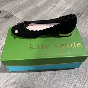 Kate Spade fancy black suede flats. Size 6.5 new in the box.